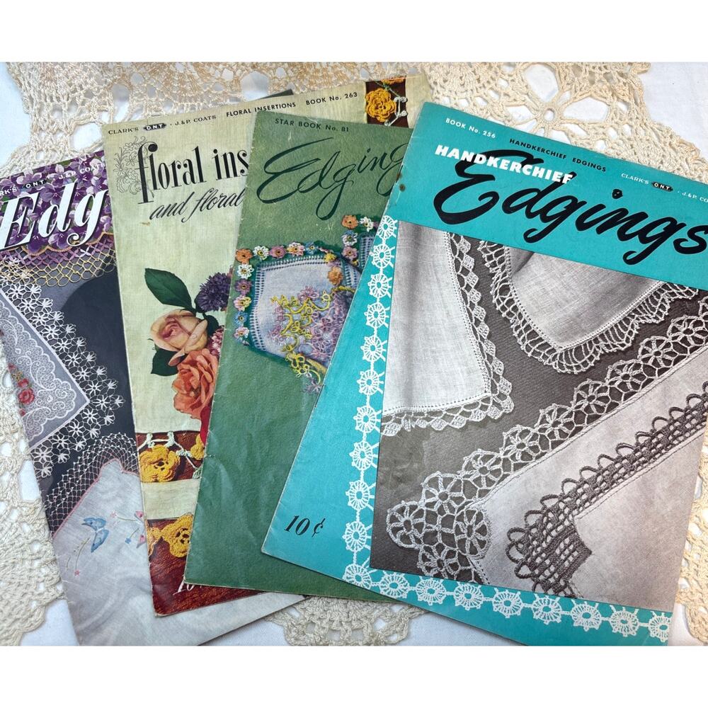 Vintage 1940s/50s Crochet Edging Pattern Booklets Coats & Clark American Thread